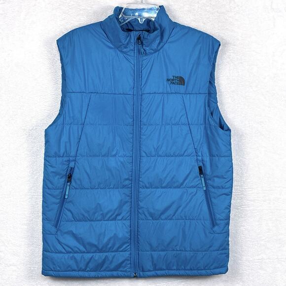 The North Face Bombay Puffer Vest Mens L Turquoise Blue Insulated Outdoor Hiking - Picture 1 of 8